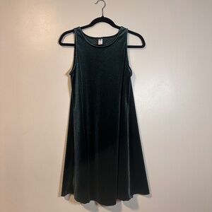 Green Velvet Sleeveless Swing Dress